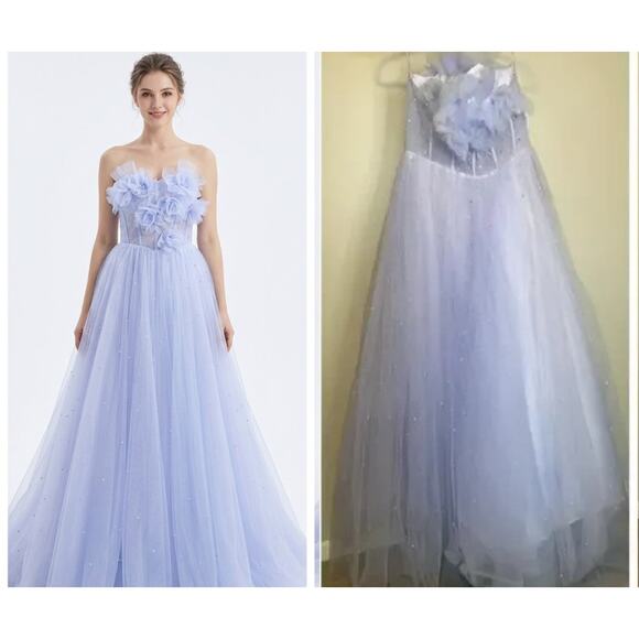 Gb Dresses & Skirts - Sky Blue Dress with Sequin Appliques
